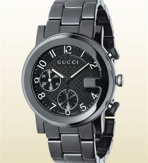 gucci g-chrono black ceramic chronograph unisex watch|Men's Designer Watches .